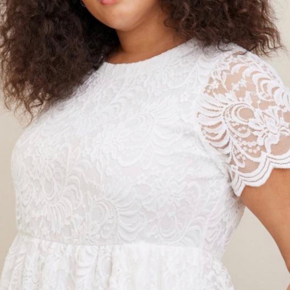 ⭐️SOLD⭐️ 🆕 White Mini Lace Fit & Flare Dress 3 3X 22 24 NWT Torrid New! - Picture 4 of 6